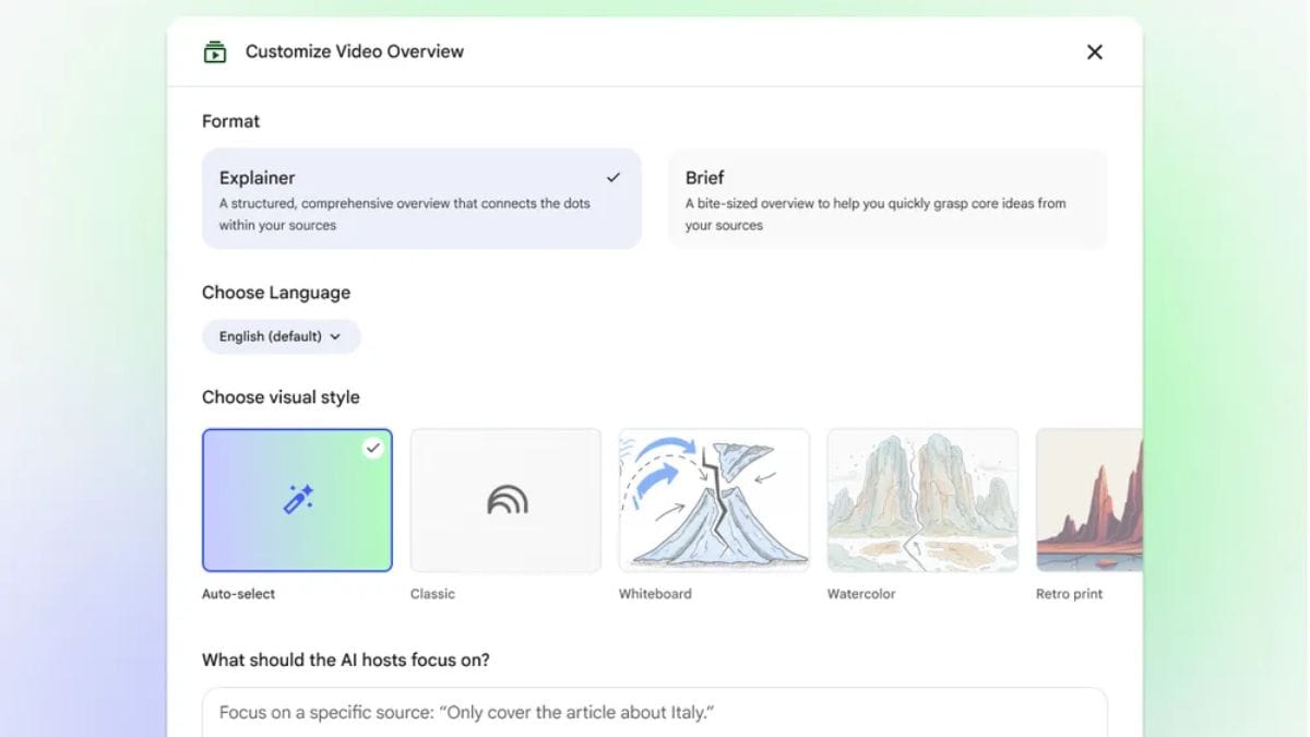 Video Overviews in NotebookLM Updated With Google’s Nano Banana AI Model, Six New Visual Styles